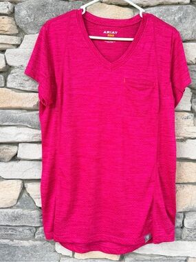Ariat Rebar Evolution V-Neck Work Tee Pink Large Workwear Performance